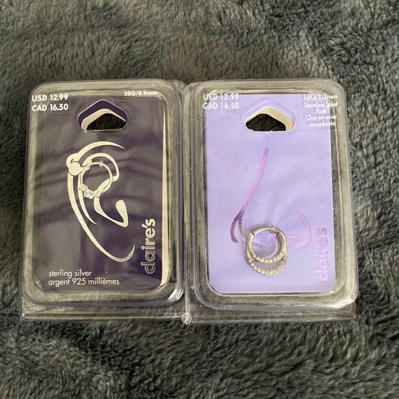 Claire's sterling silver nose ring and earring bundle NWT - Picture 1 of 2
